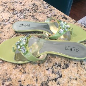 Lime green, jeweled sandal